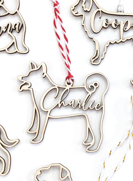 Husky Silhouette Christmas Ornament