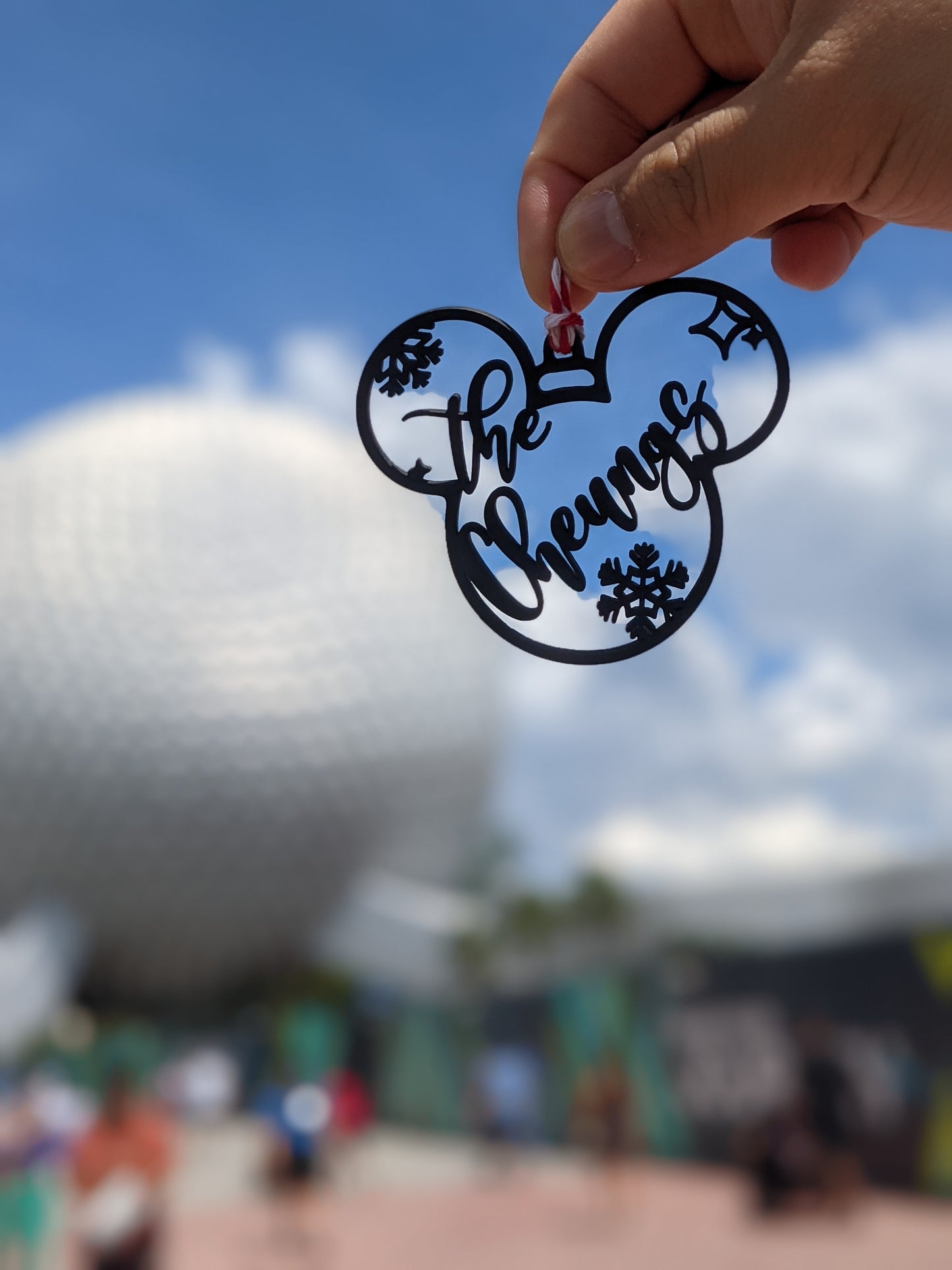 Mickey Head with Family Name Christmas Ornament