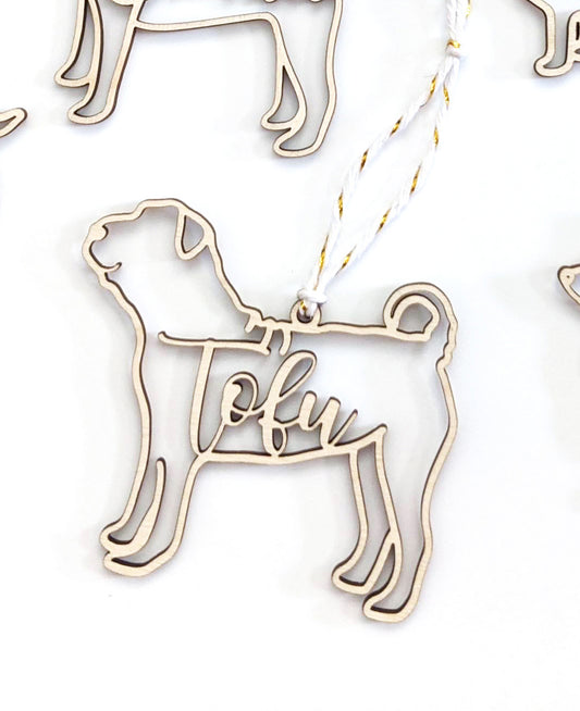 Sharpei Silhouette Christmas Ornament