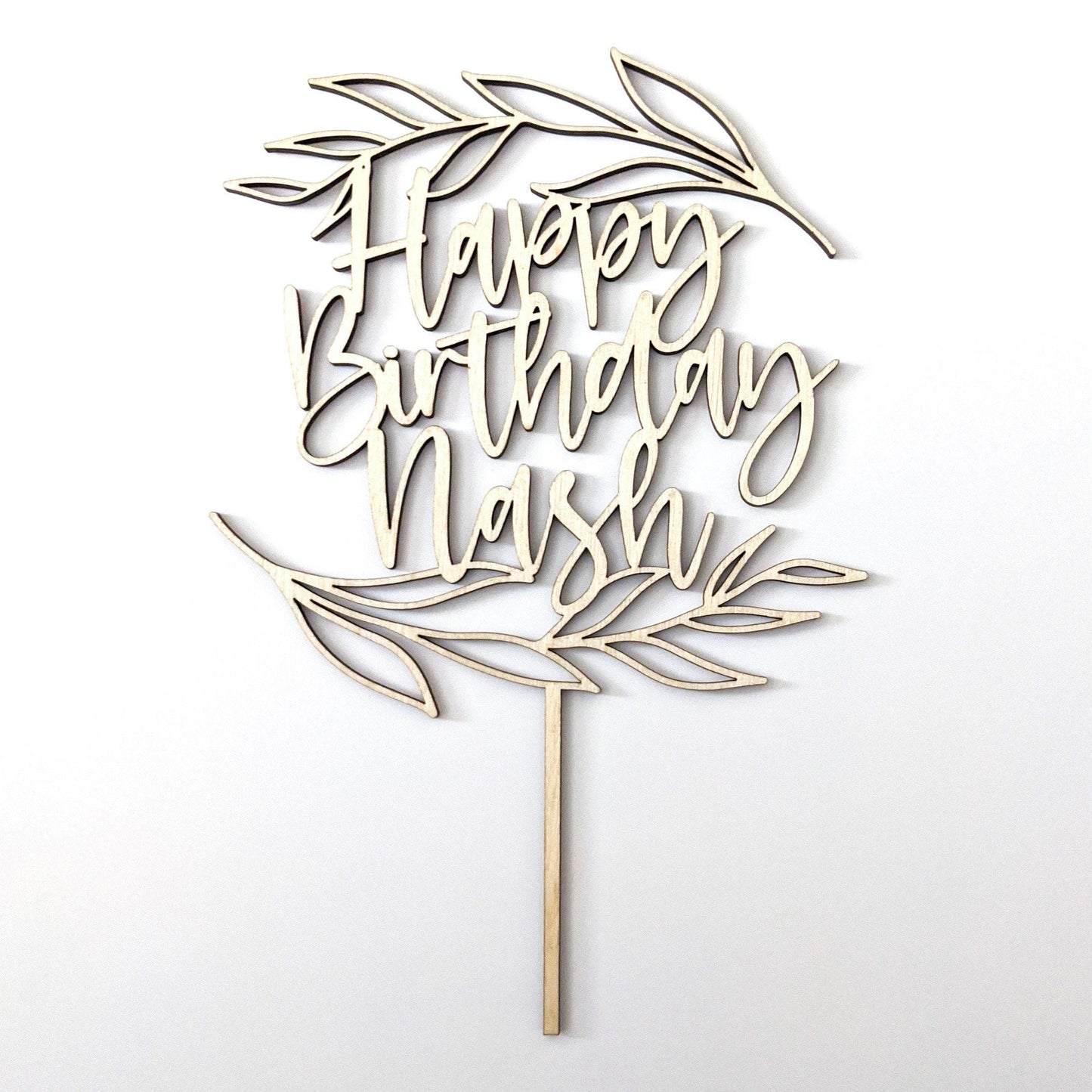 Leaves - Happy Birthday Cake Topper - Acrylic