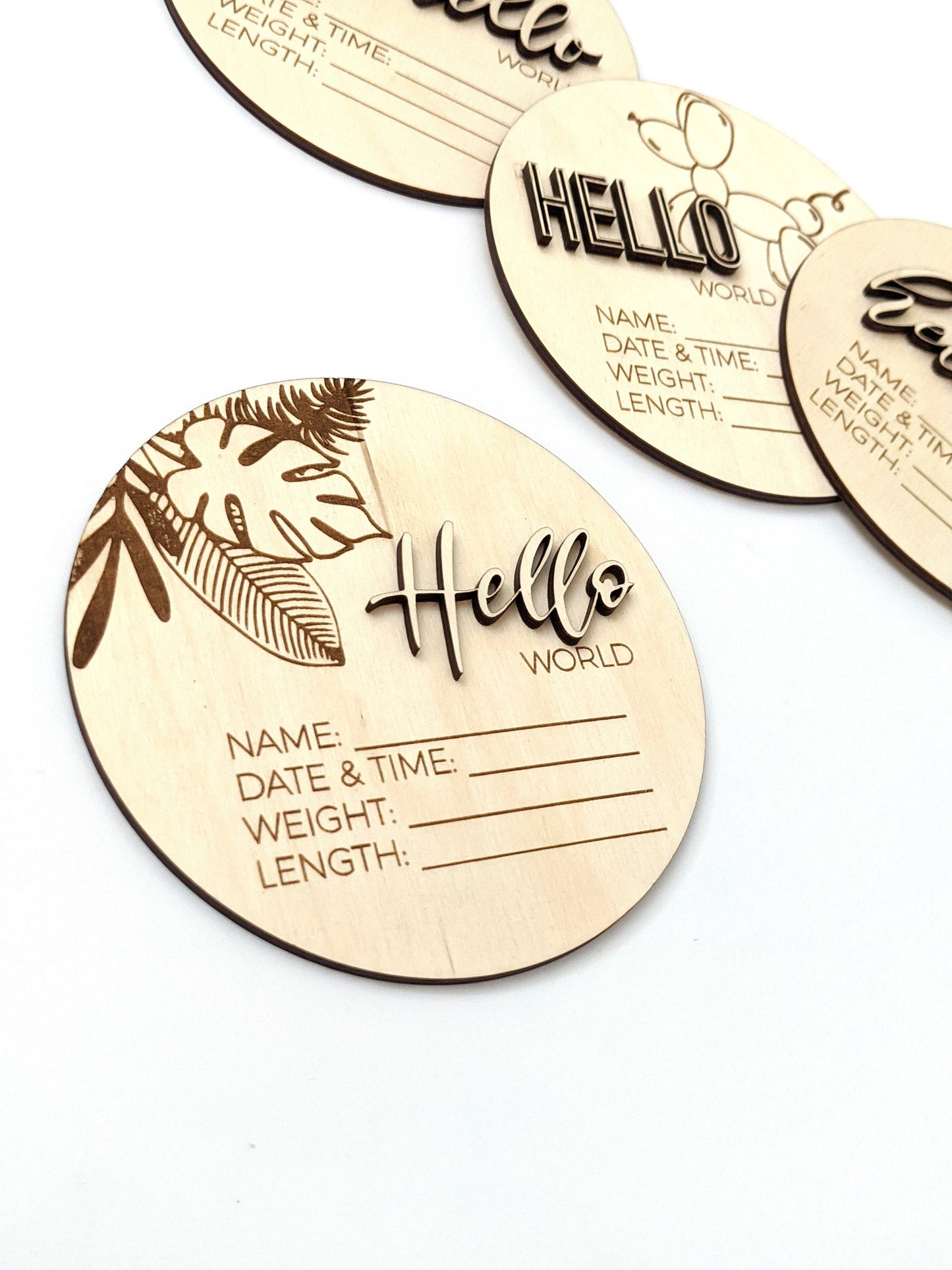 Tropical Leaves - Hello World Plaque