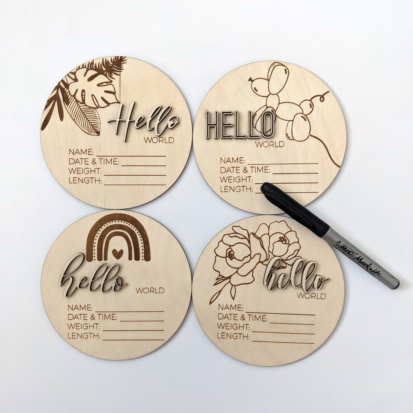 Floral - Hello World Plaque