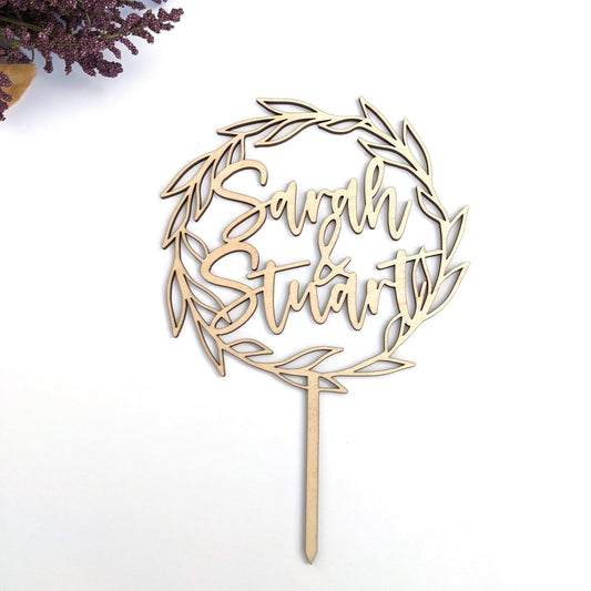 Leaf Wreath Cake Topper - Acrylic