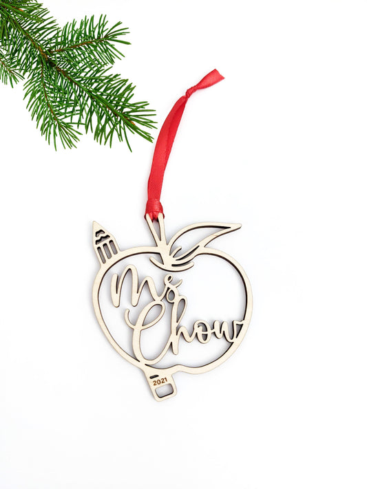 Teachers Apple Christmas Ornament