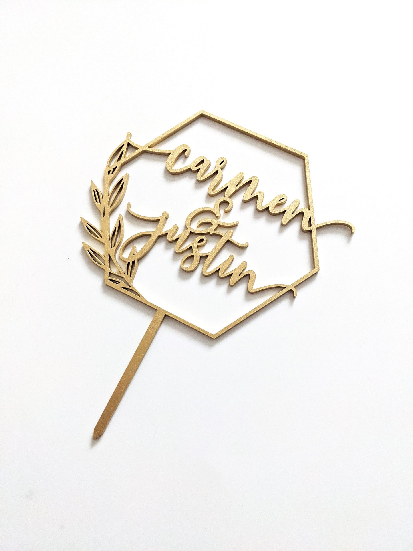 Hexagon - Mr and Mrs Cake Topper - Acrylic