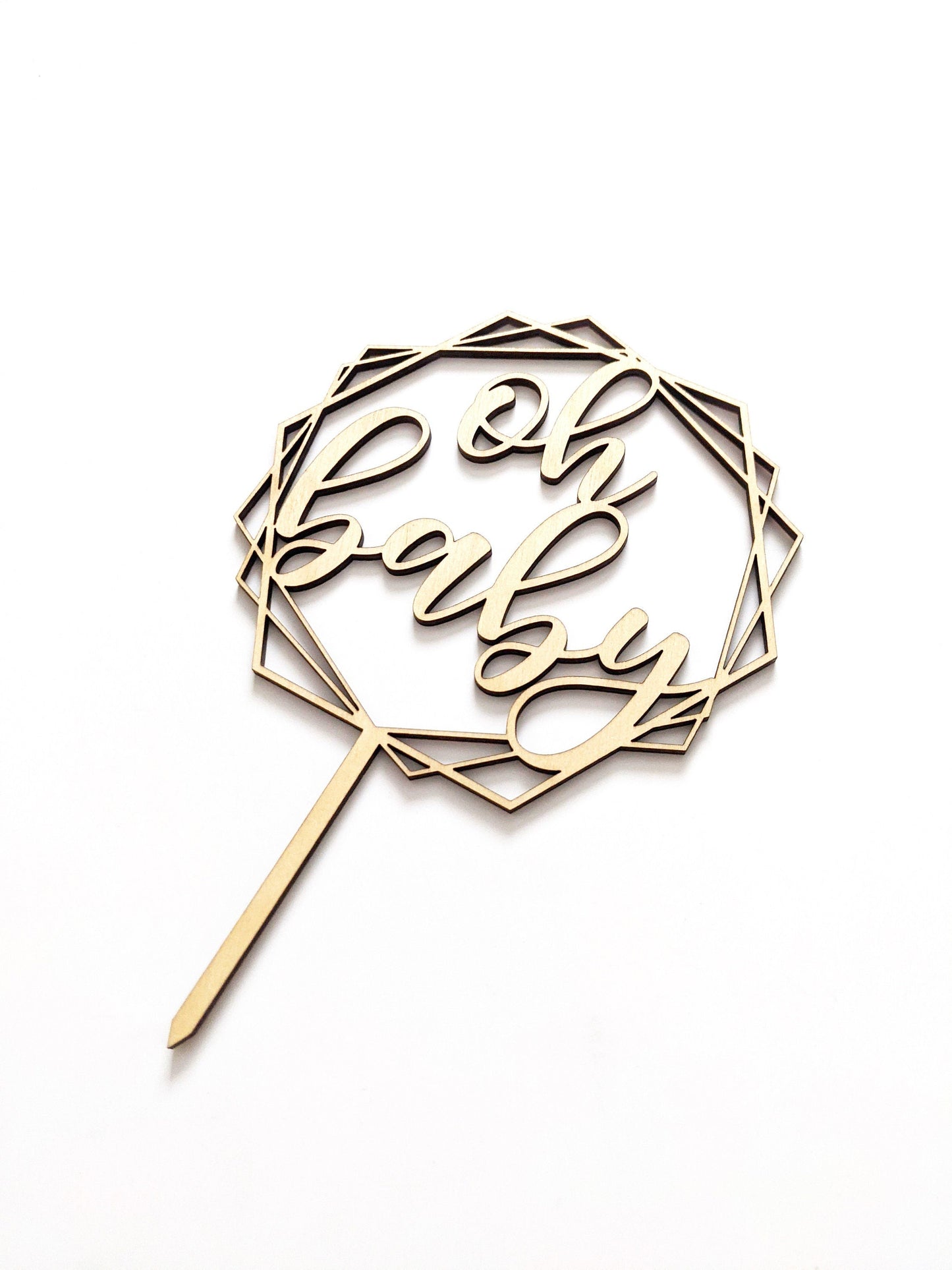 Hexagon - Oh Baby Cake Topper - Acrylic