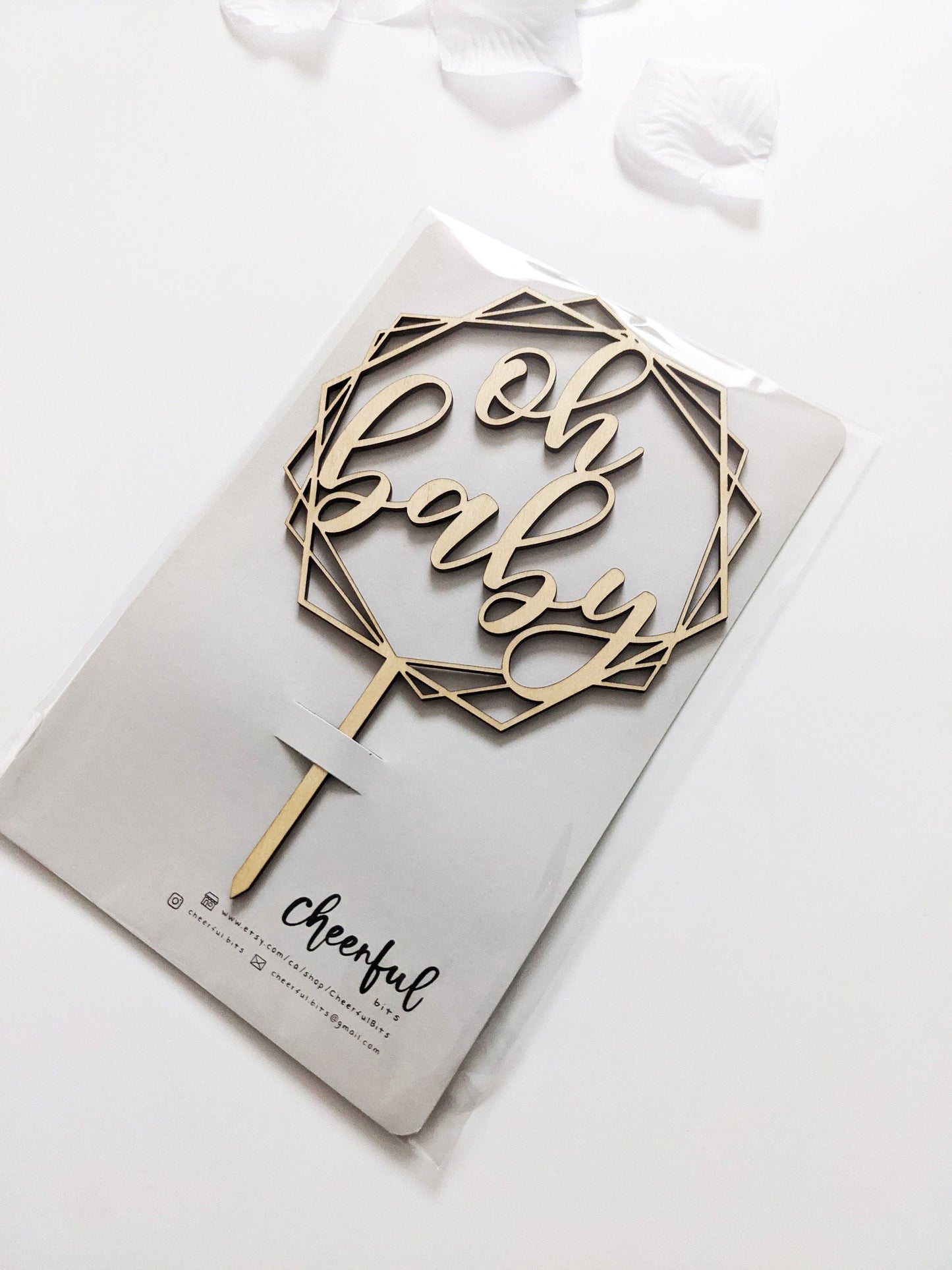 Hexagon - Oh Baby Cake Topper - Acrylic