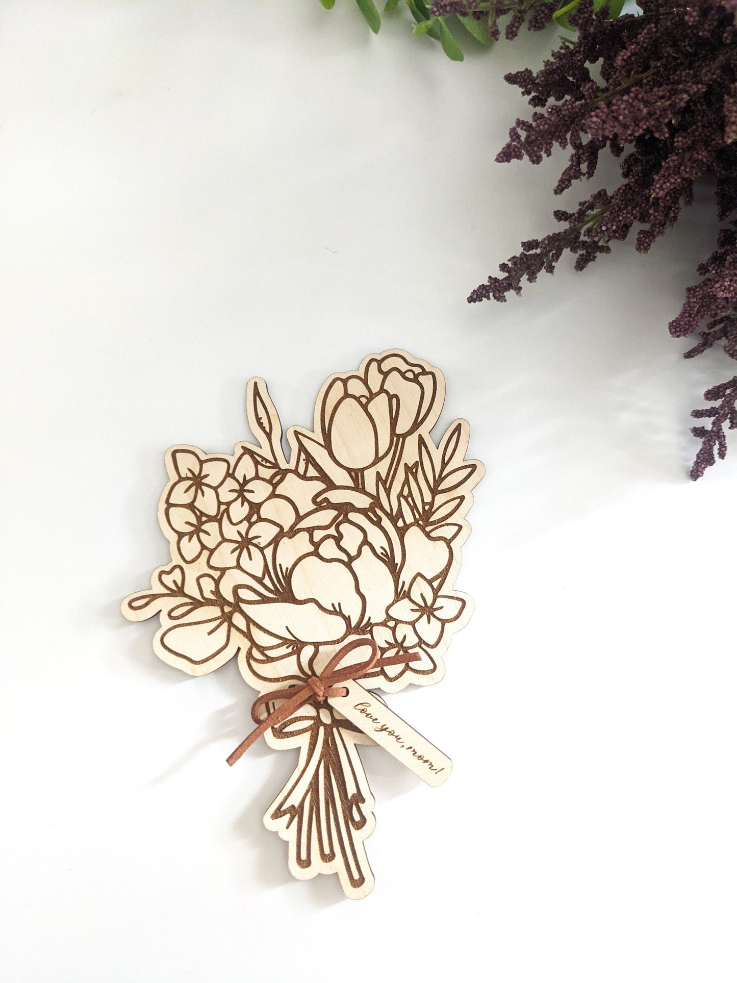 Wooden Flower Bouquet with tag (Digital Cut File - SVG)