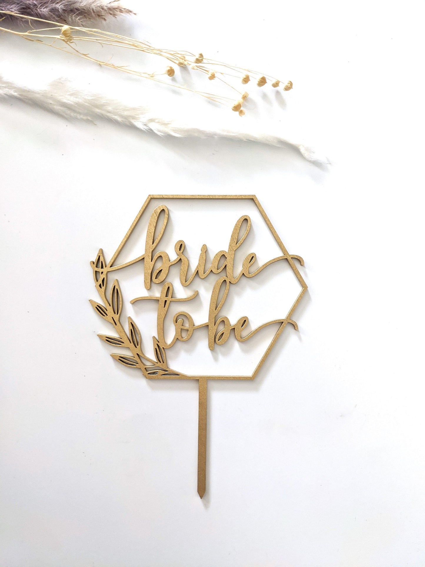 Hexagon Bride to Be Cake Topper - Wood