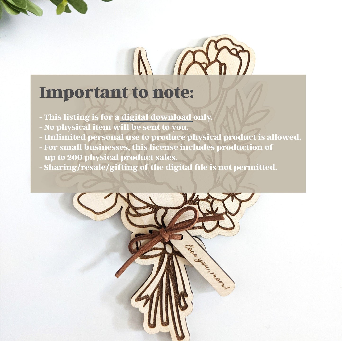 Wooden Flower Bouquet with tag (Digital Cut File - SVG)