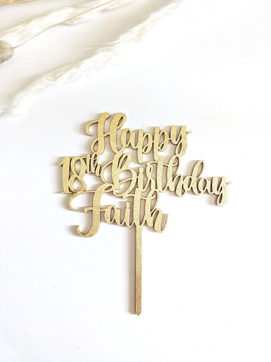 Scripted Birthday Cake Topper - Acrylic